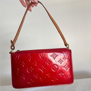 Louis Vuitton Red Monogram Clutch with Tan Strap